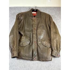 Vintage Philippe Monet Leather Barn Chore Jacket Mens 38 Work Field Utility 90s
